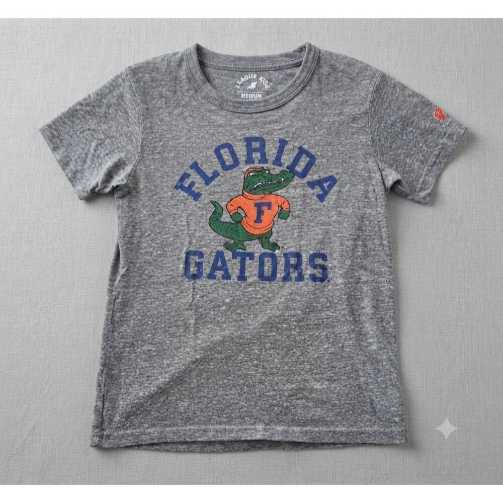Florida Gators T-Shirt Youth Medium 7-8 Heather Gray Tri-Blend League Kids Tee